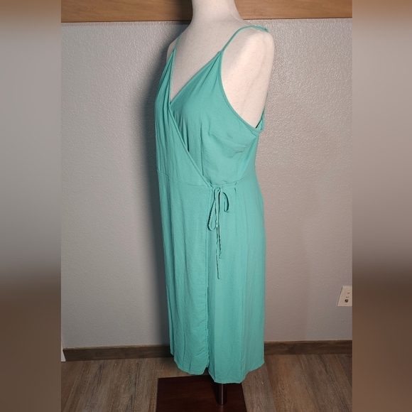 Nine West Mint Green Spaghetti Strap Wrap Dress Large - Picture 6 of 7